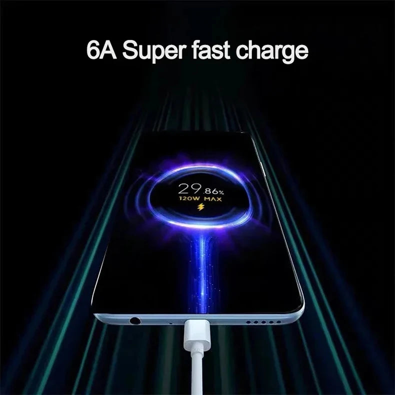 Cable 6A de carga rápida 120W para Xiaomi de hasta 2 metros de largo