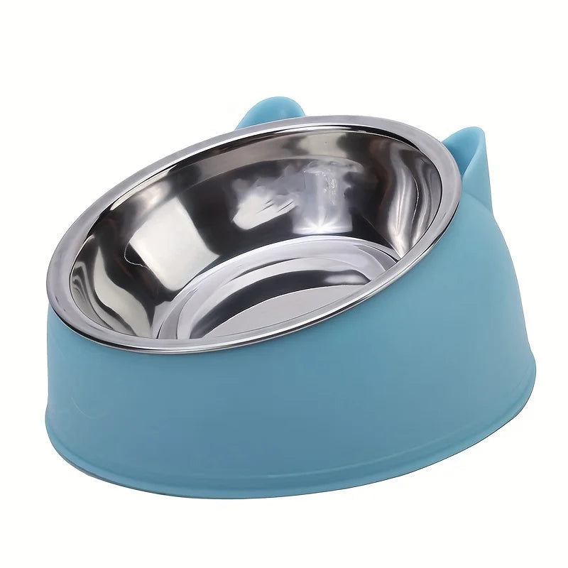 Tazón de acero inoxidable con base PVC para gatos, cachorros y perros