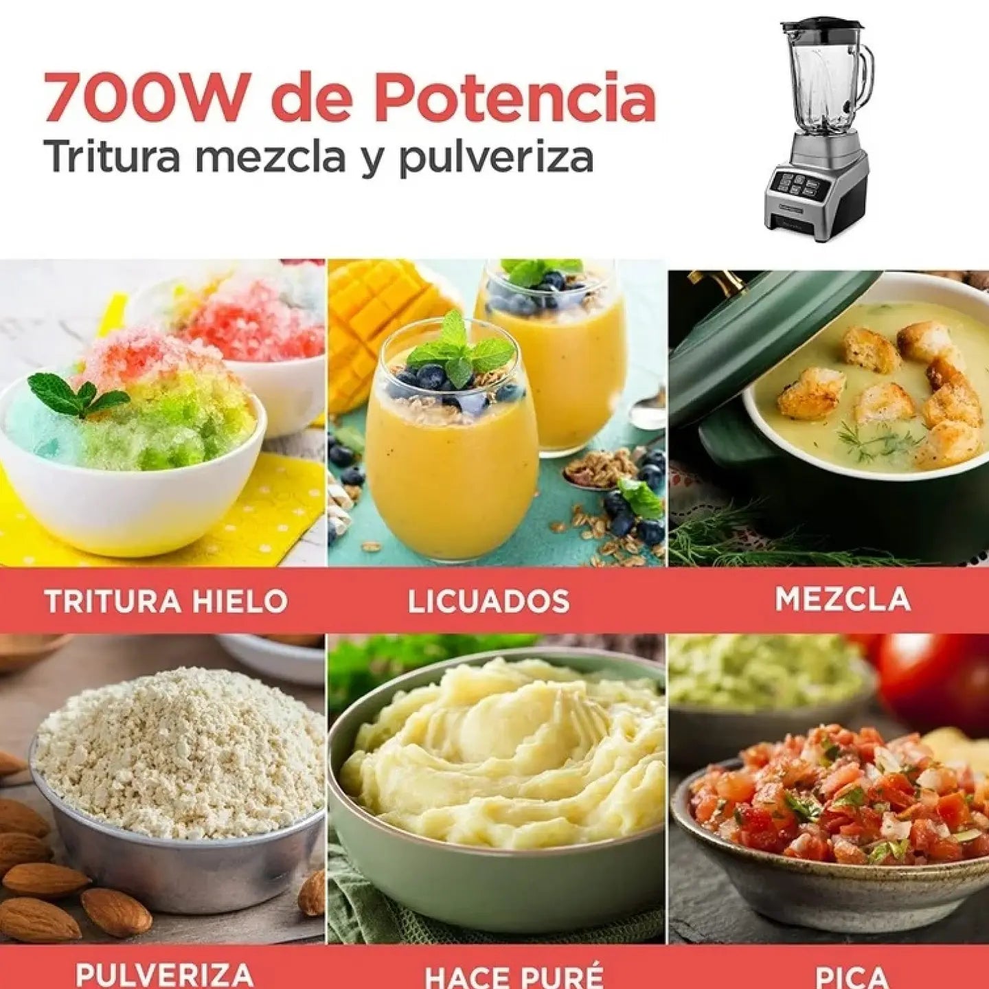 Licuadora Black+Decker 700 Watt 6 cuchillas (BL1840MS-CL)