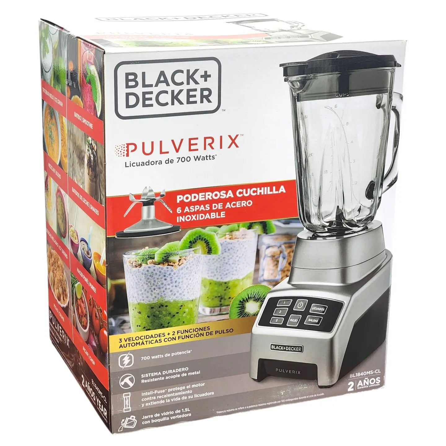 Licuadora Black+Decker 700 Watt 6 cuchillas (BL1840MS-CL)