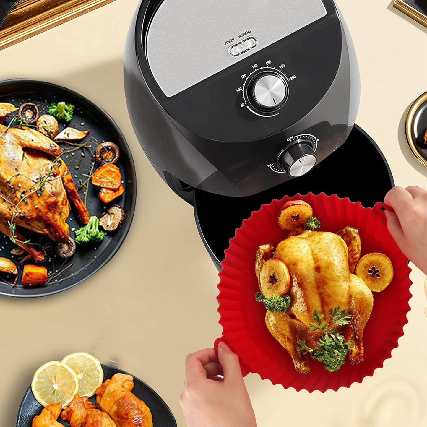 2 Forro Silicona Para Airfryer Redondo