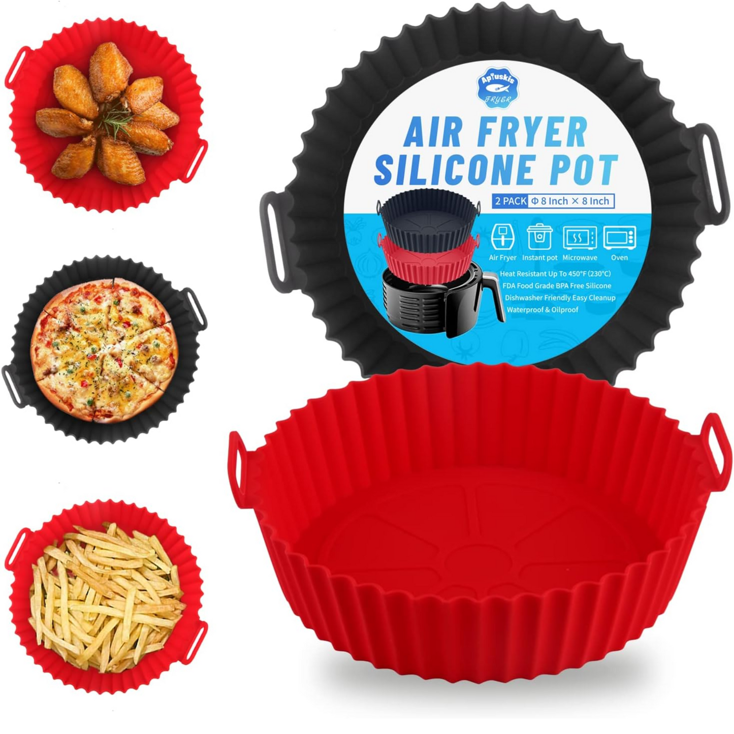 2 Forro Silicona Para Airfryer Redondo