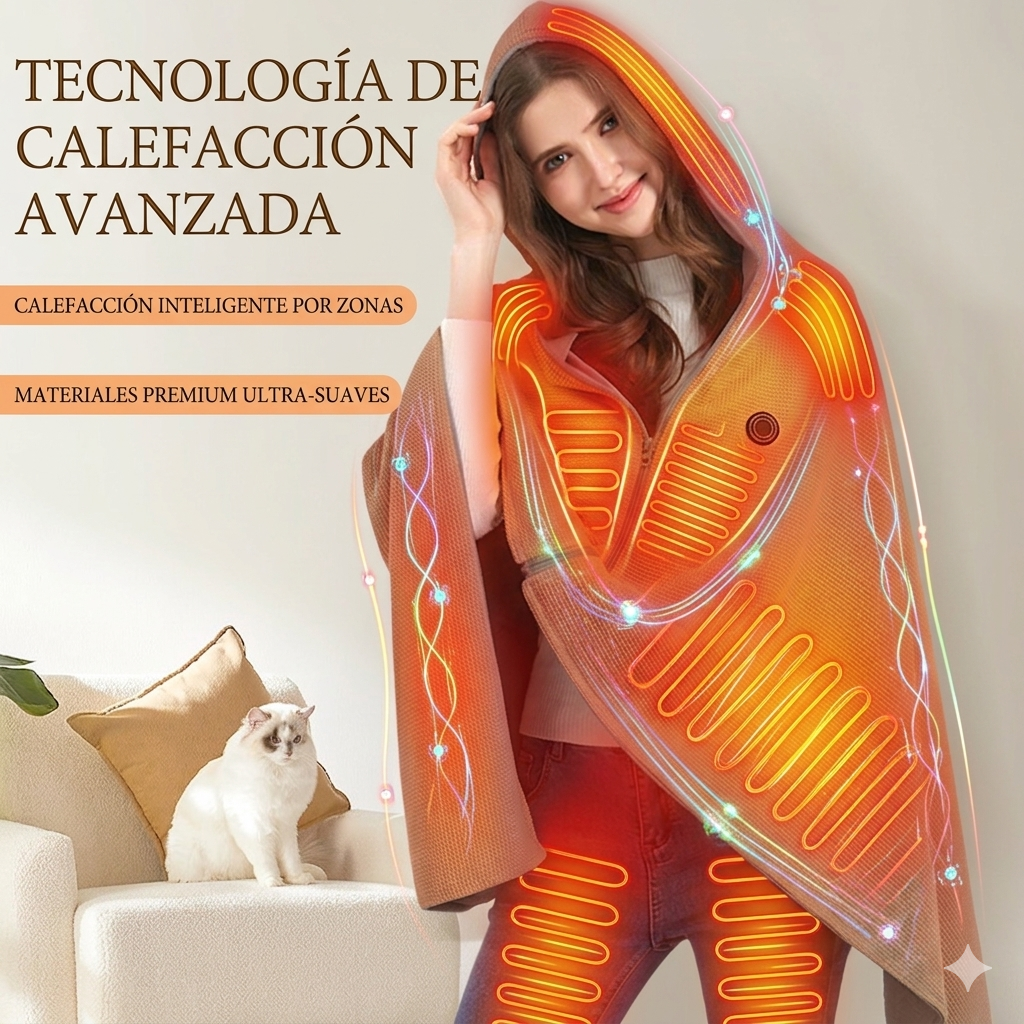 Manta Calefactora Eléctrica 4 en 1 con carga USB