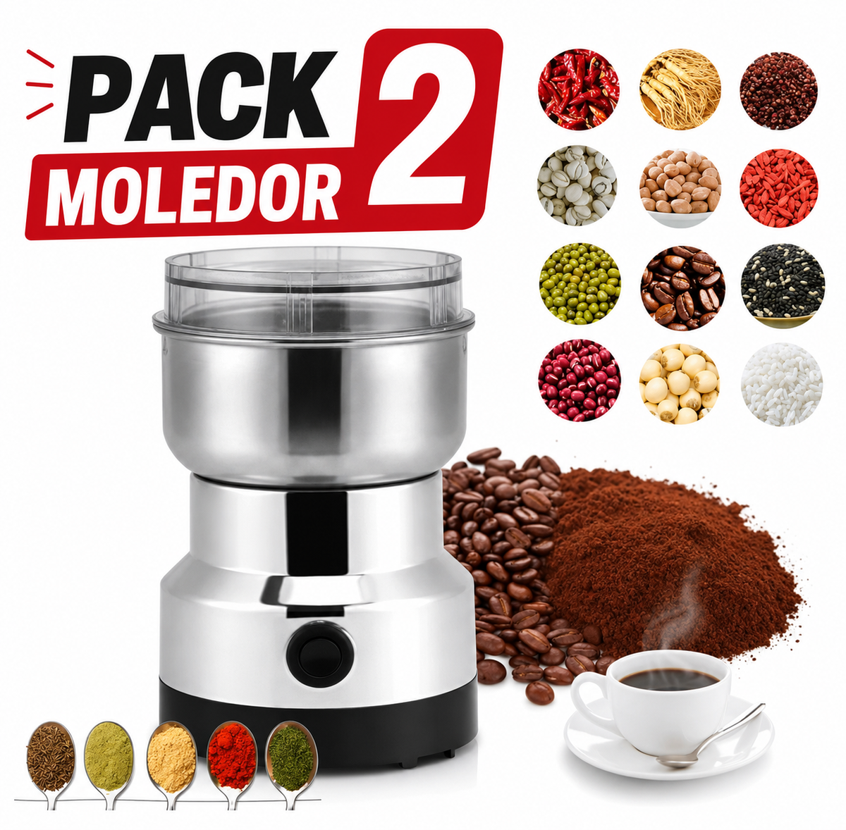 Pack de 2 molinillos eléctricos de café