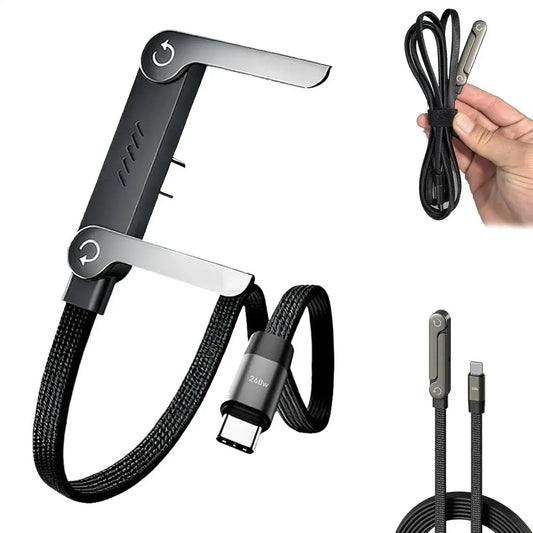 Cable USB-C de carga rápida 240 W con soporte plegable para celular