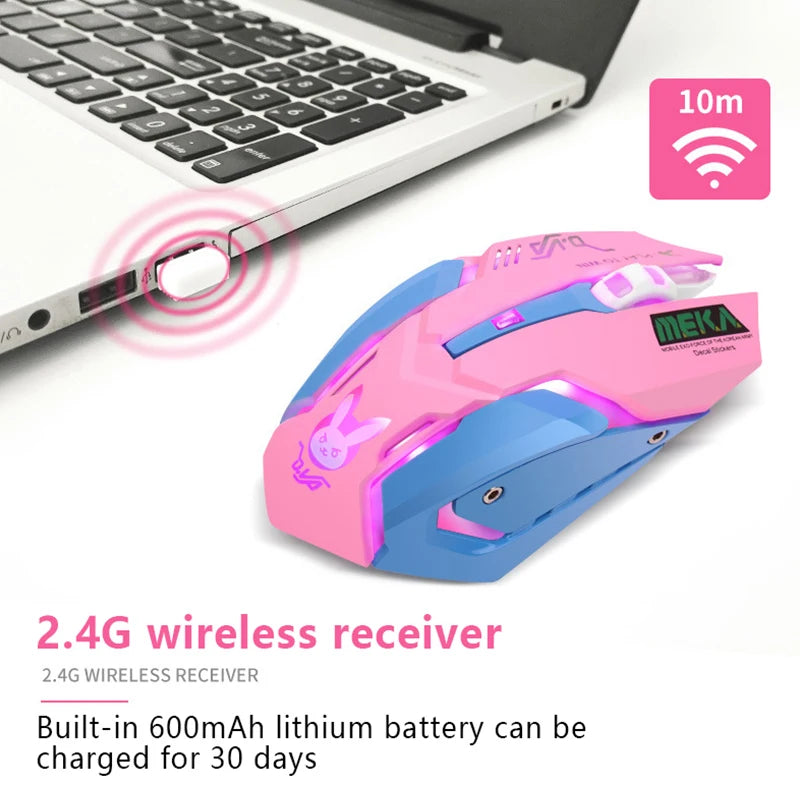 Mouse inalámbrico recargable con retroiluminación LED