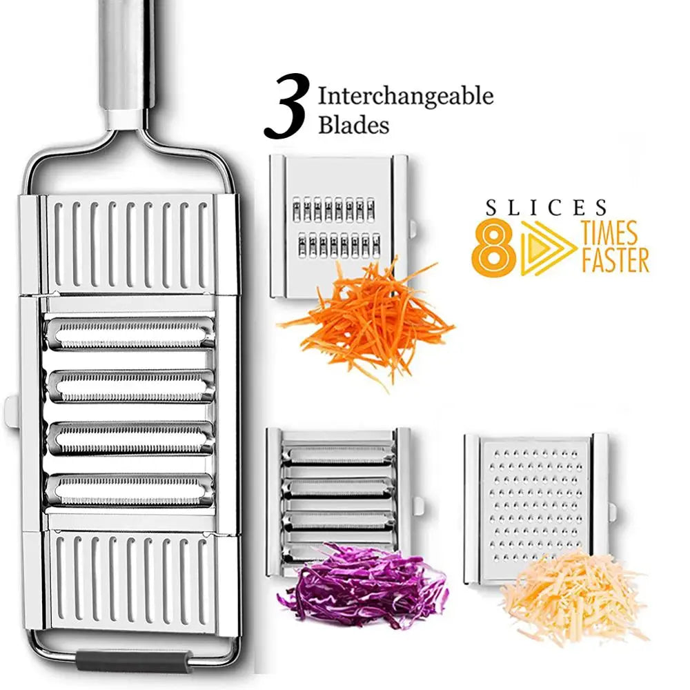 Rallador y rebanador de mandolina multiuso 4 en 1 de acero inoxidable