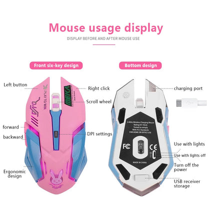 Mouse inalámbrico recargable con retroiluminación LED