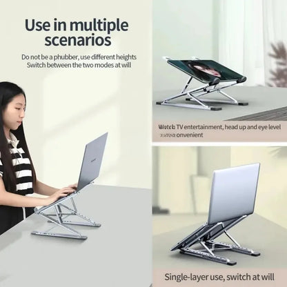 Soporte alzador para notebook aleación de aluminio ajustable a la altura