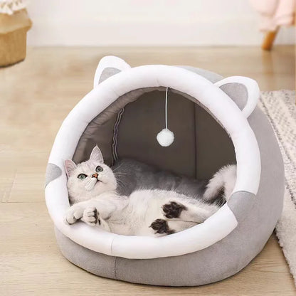Cama cueva para gatos y perros pequeños autocalentable, plegable, extraíble y lavable