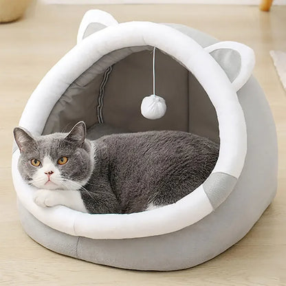 Cama cueva para gatos y perros pequeños autocalentable, plegable, extraíble y lavable