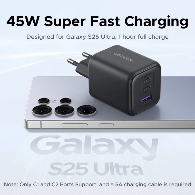 Cargador GaN de carga rápida UGREEN de 45W