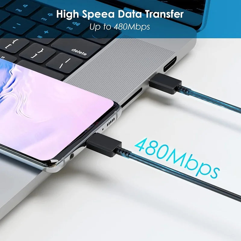 Cable de Carga Súper Rápida 45W y 5A con doble USB C para Samsung