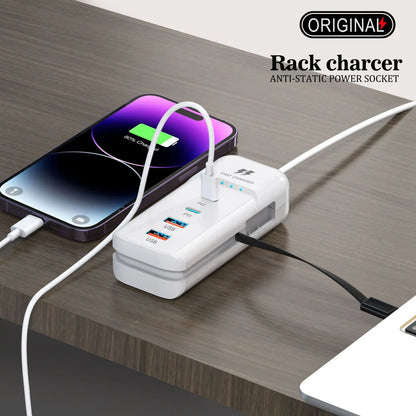Cargador de pared con puertos USB y USB tipo C