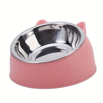 Tazón de acero inoxidable con base PVC para gatos, cachorros y perros