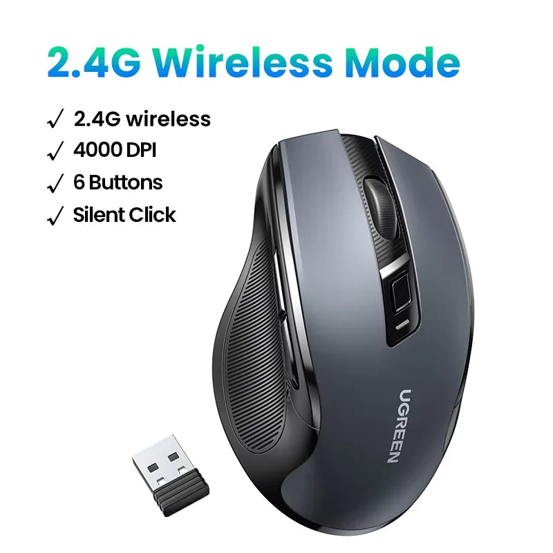 Mouse ergonómico inalámbrico conexión Bluetooth 5.0 y 2.4 GHz UGREEN