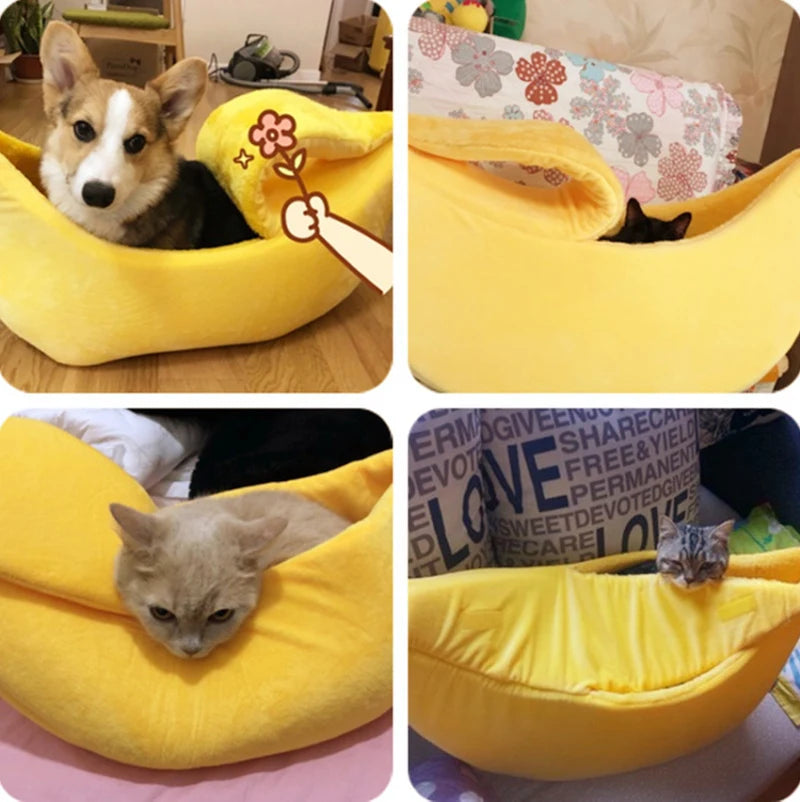 Cama plátano para mascotas. cálida para el invierno