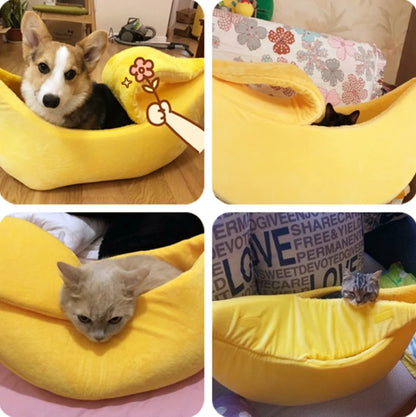Cama plátano para mascotas. cálida para el invierno