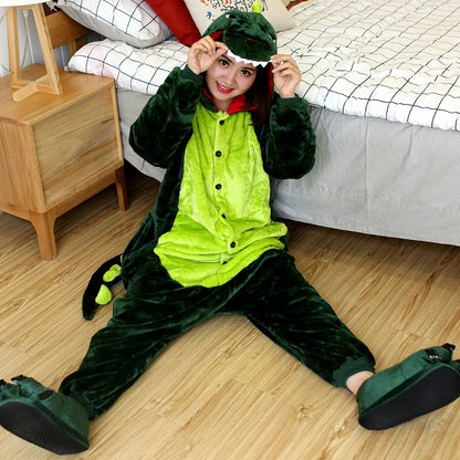 Pijamas de dibujos animados de dinosaurios para niños y adultos