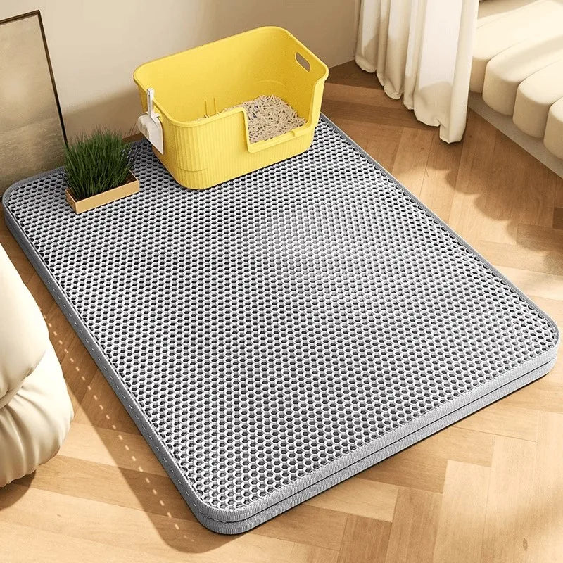 Alfombrilla de arenero para gatos de 2 capas con antideslizante