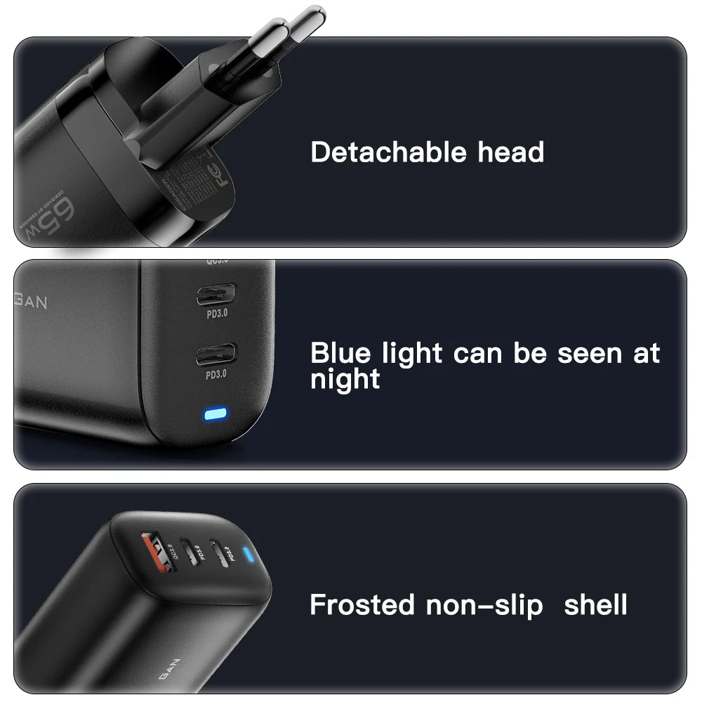 Cargador Essager 65W GaN USB tipo C para notebook, teléfonos, tablets