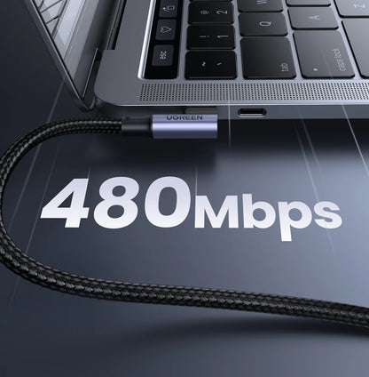 Cable USB tipo C a USB C de 100W con ángulo doble (carga rápida)