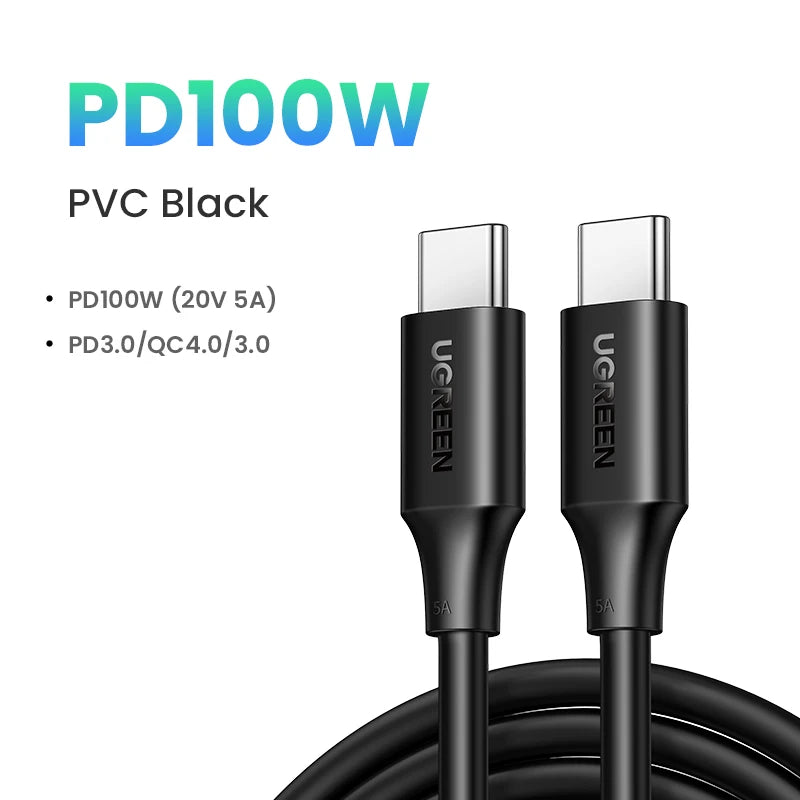 Cable USB tipo C a USB C  para carga rápida de PVC