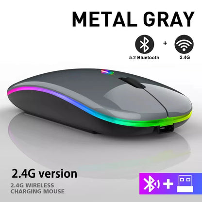 Mouse inalámbrico Bluetooth recargable conexión 2,4 GHz