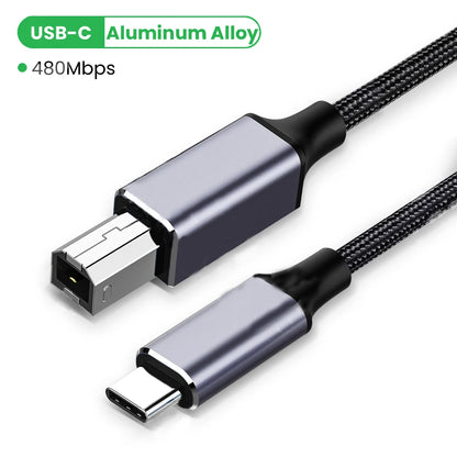 Cable de USB tipo A o C macho a USB tipo B macho para impresora laser, controladores externos o estación de acoplamiento