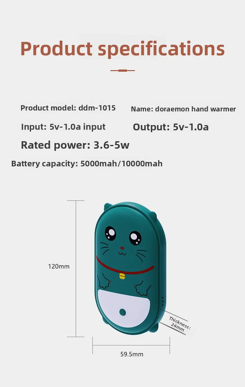 Calentador de manos eléctrico con forma de mascota sin agua con carga USB