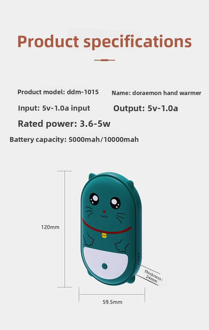 Calentador de manos eléctrico con forma de mascota sin agua con carga USB