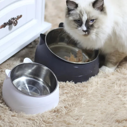 Tazón de acero inoxidable con base PVC para gatos, cachorros y perros