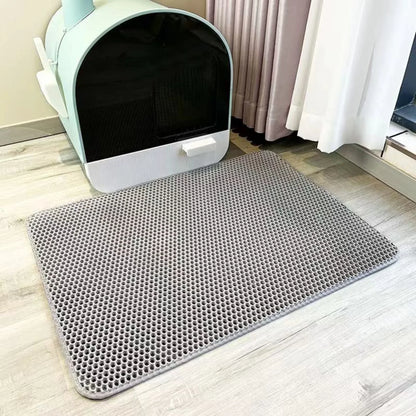 Alfombrilla de arenero para gatos de 2 capas con antideslizante