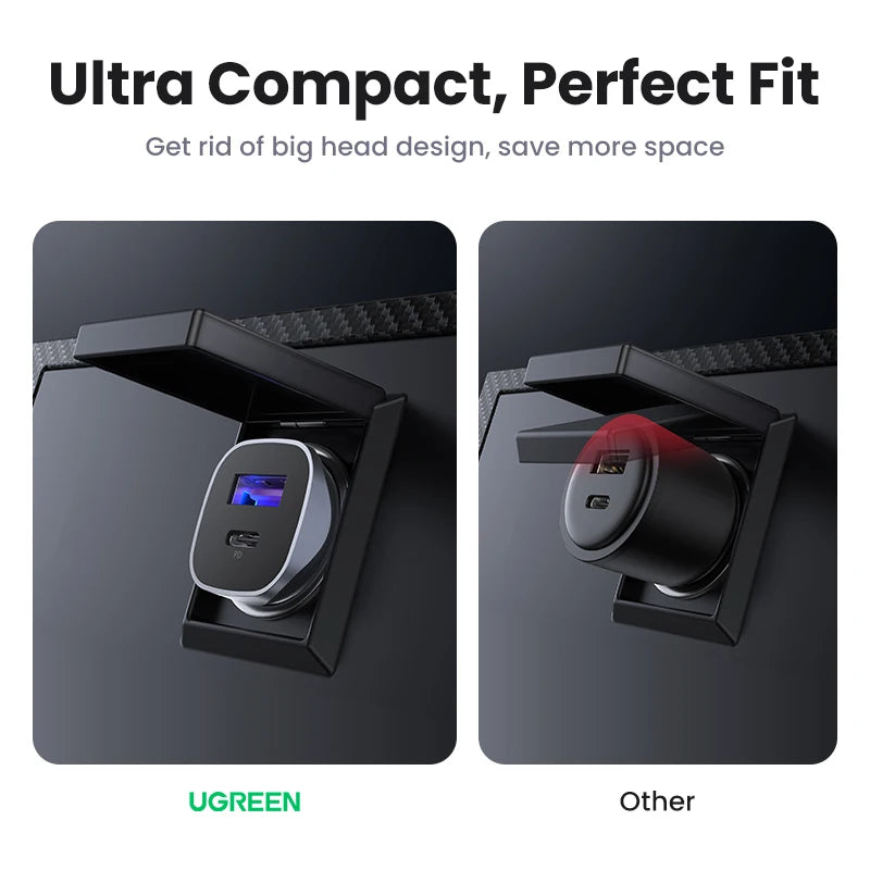 Cargador USB tipo A y C para automóvil de carga rápida compatible con iPhone, Xiaomi, Samsung y Huawei