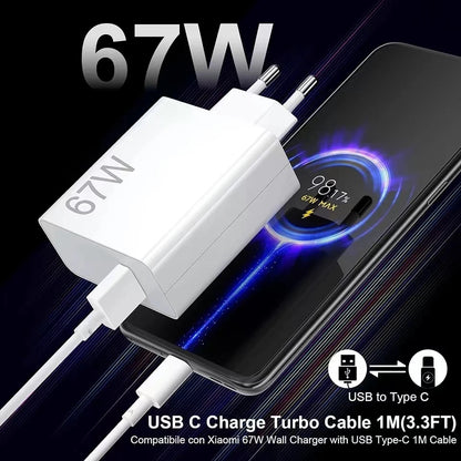 Cargador compatible Xiaomi de 67W con Carga Rápida