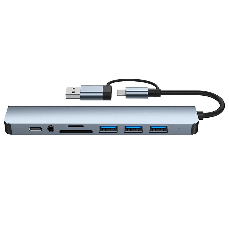 Hub USB de 8 puetros en 1 con USB y Tipo C