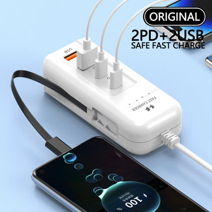 Cargador de pared con puertos USB y USB tipo C