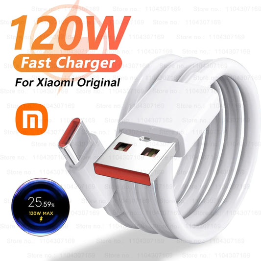 Cable 6A de carga rápida 120W para Xiaomi de hasta 2 metros de largo