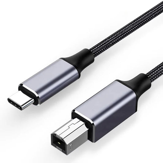 Cable de USB tipo A o C macho a USB tipo B macho para impresora laser, controladores externos o estación de acoplamiento