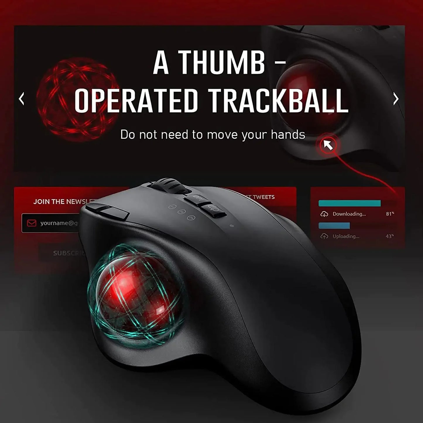Mouse trackball recargable con bluetooth 4 y 2.4G inalámbrico con DPI ajustable