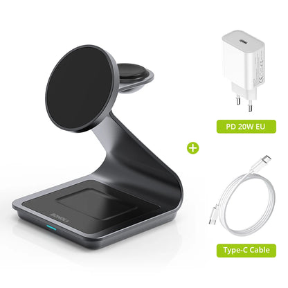 Estación de carga inalámbrica magnético 3 en 1 compatible con iPhone, Apple Watch y Air Pods Pro