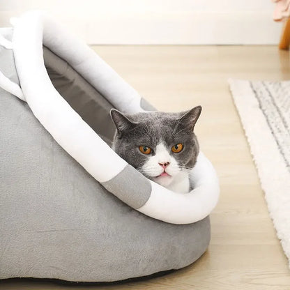 Cama cueva para gatos y perros pequeños autocalentable, plegable, extraíble y lavable