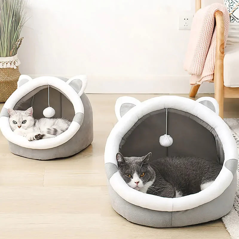 Cama cueva para gatos y perros pequeños autocalentable, plegable, extraíble y lavable