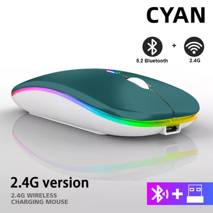 Mouse inalámbrico Bluetooth recargable conexión 2,4 GHz