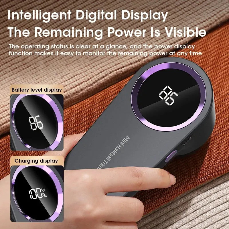 Eliminador de pelusas eléctrico Digital LED recargable por USB