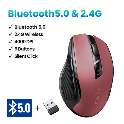 Mouse ergonómico inalámbrico conexión Bluetooth 5.0 y 2.4 GHz UGREEN