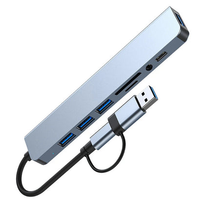 Hub USB de 8 puetros en 1 con USB y Tipo C