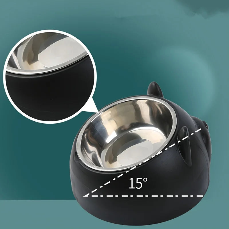 Tazón de acero inoxidable con base PVC para gatos, cachorros y perros