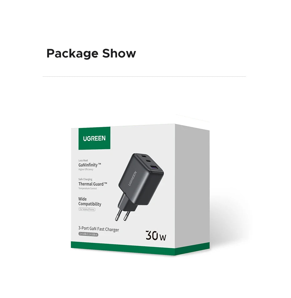 Cargador GaN de 3 puertos UGREEN 30W