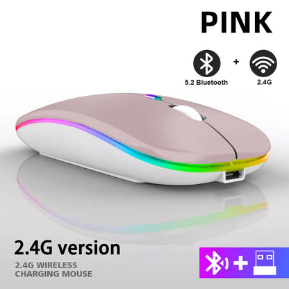 Mouse inalámbrico Bluetooth recargable conexión 2,4 GHz